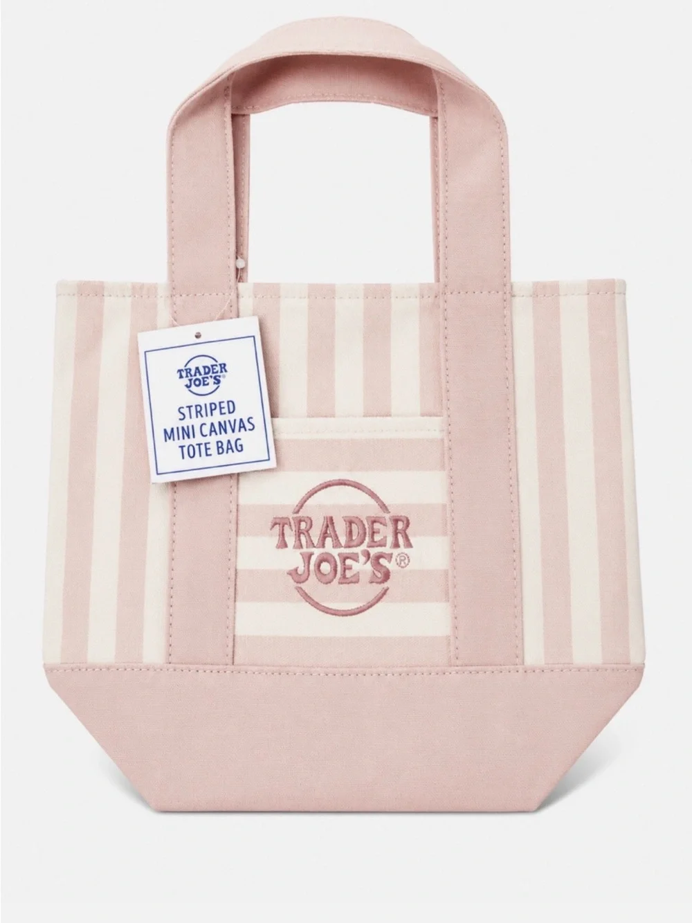 Trader Joe's Pink Striped Mini Canvas Tote